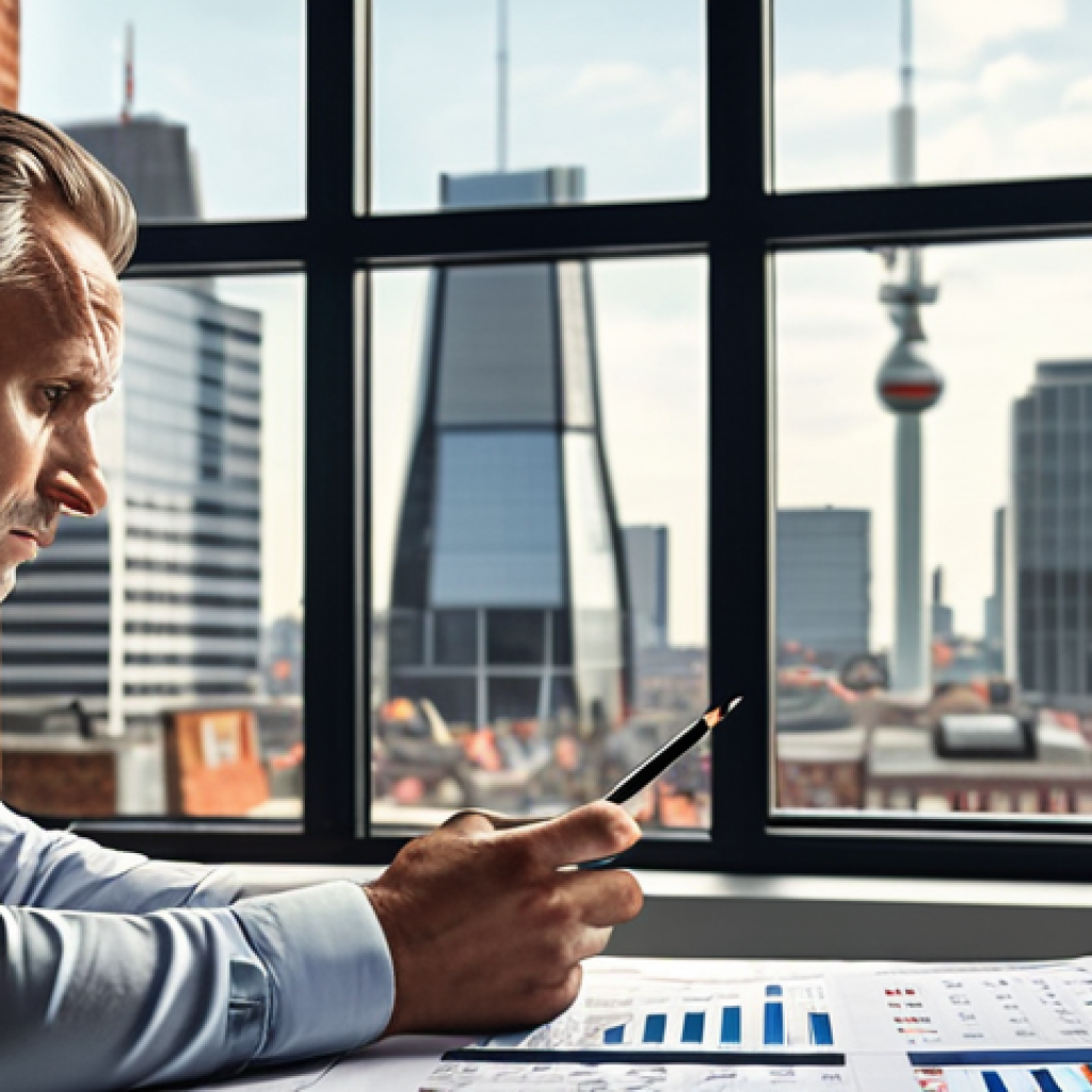 **

> A business owner looking stressed while reviewing financial documents (revenue charts, profit margins).  Depict a modern office setting, with a window showing a cityscape in soft focus. The overall mood should convey the importance of realistic business valuation, hinting at a difficult realization. Consider a Dutch setting with subtle cultural cues.

**