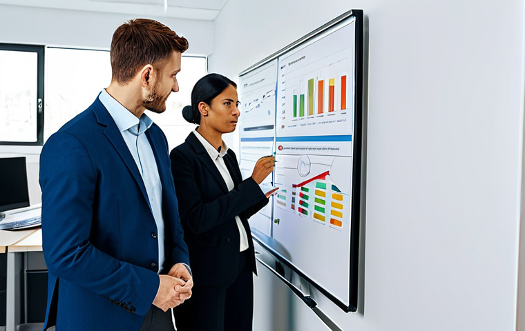 Defining Exit Criteria**
A professional and diverse team of business people in a modern, brightly lit office setting. They are reviewing a whiteboard with key performance indicators (KPIs) and charts. The atmosphere is collaborative and focused. Everyone is fully clothed in appropriate business attire. Safe for work, appropriate content, fully clothed, professional, perfect anatomy, natural proportions, high quality image.
**