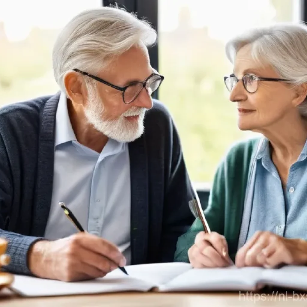 출구 전략에서의 자산 관리 기법 - **Prompt 1: Serene Retirement Planning in a Dutch Home**
"An older Dutch couple, both looking co...
