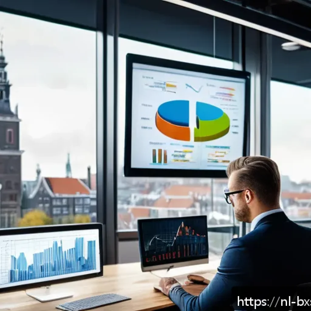 비즈니스 출구 전략 최적화 방법 - A professional Dutch entrepreneur in a modern office environment, analyzing financial charts and mar...