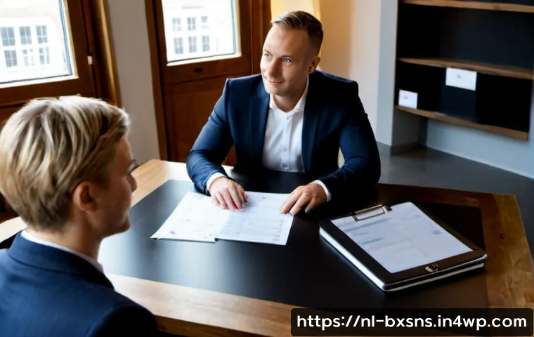 Home 17 비즈니스 출구 전략에 대한 전문가 인터뷰 - Photorealistic editorial interview scene in a modern Amsterdam advisory office, experienced Dutch bu...